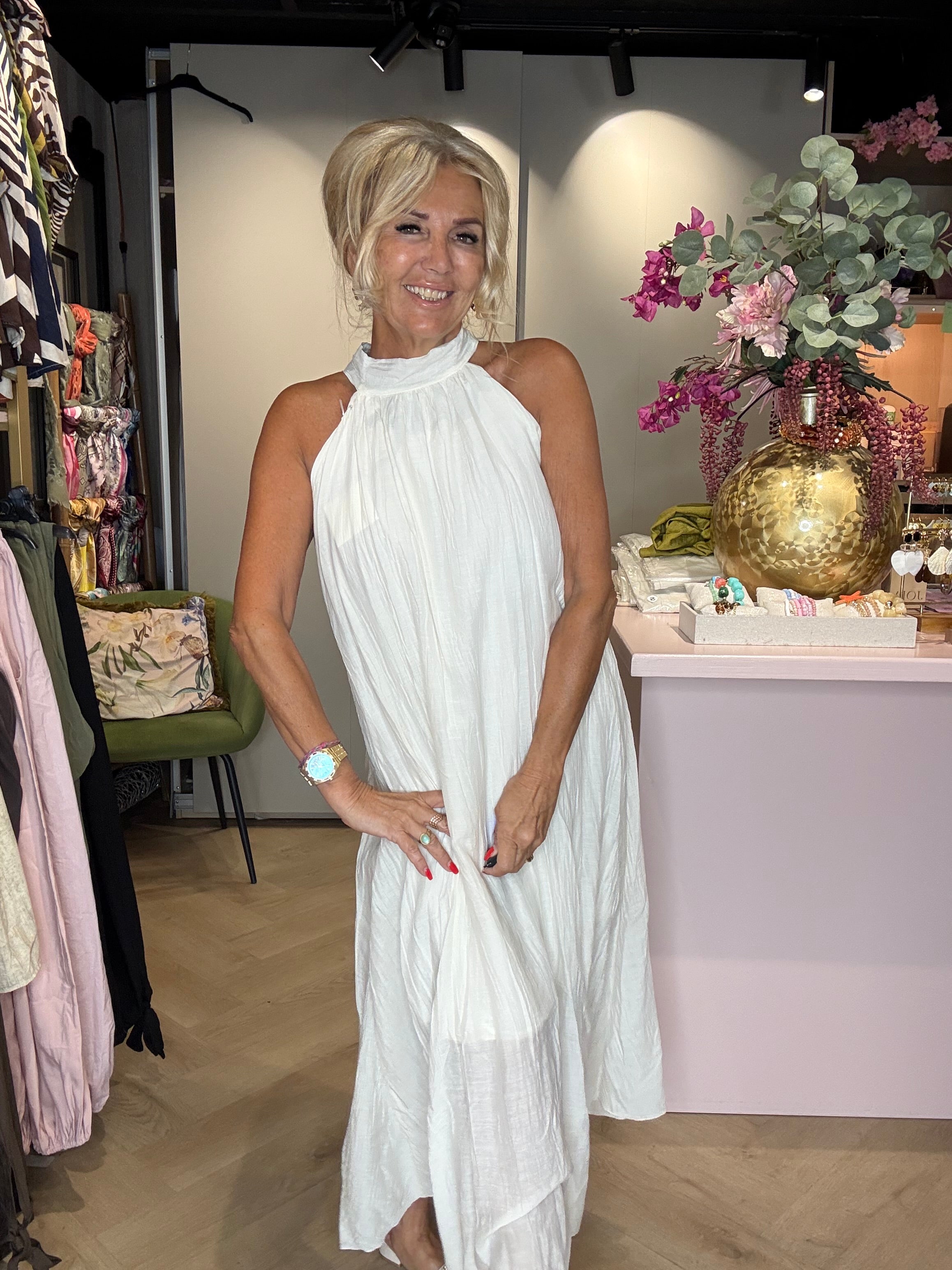Jurk halter Katoen Off White